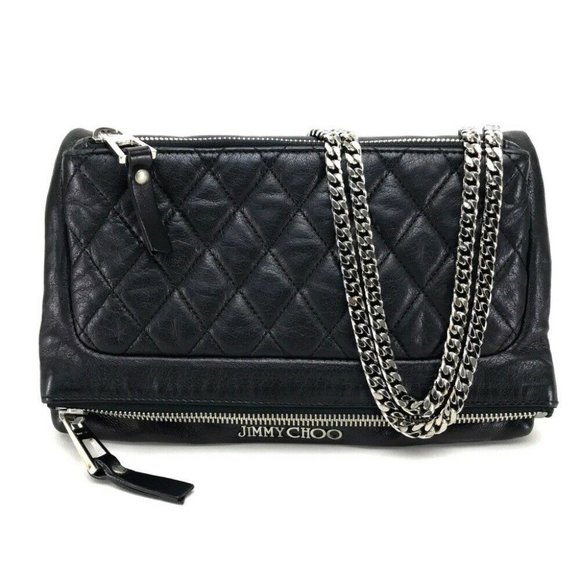 JIMMY CHOO Quilted Leather Chain Crossbody Shoulde - Picture 1 of 10